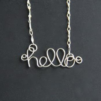 Hello Necklace Wire Word Jewelry  